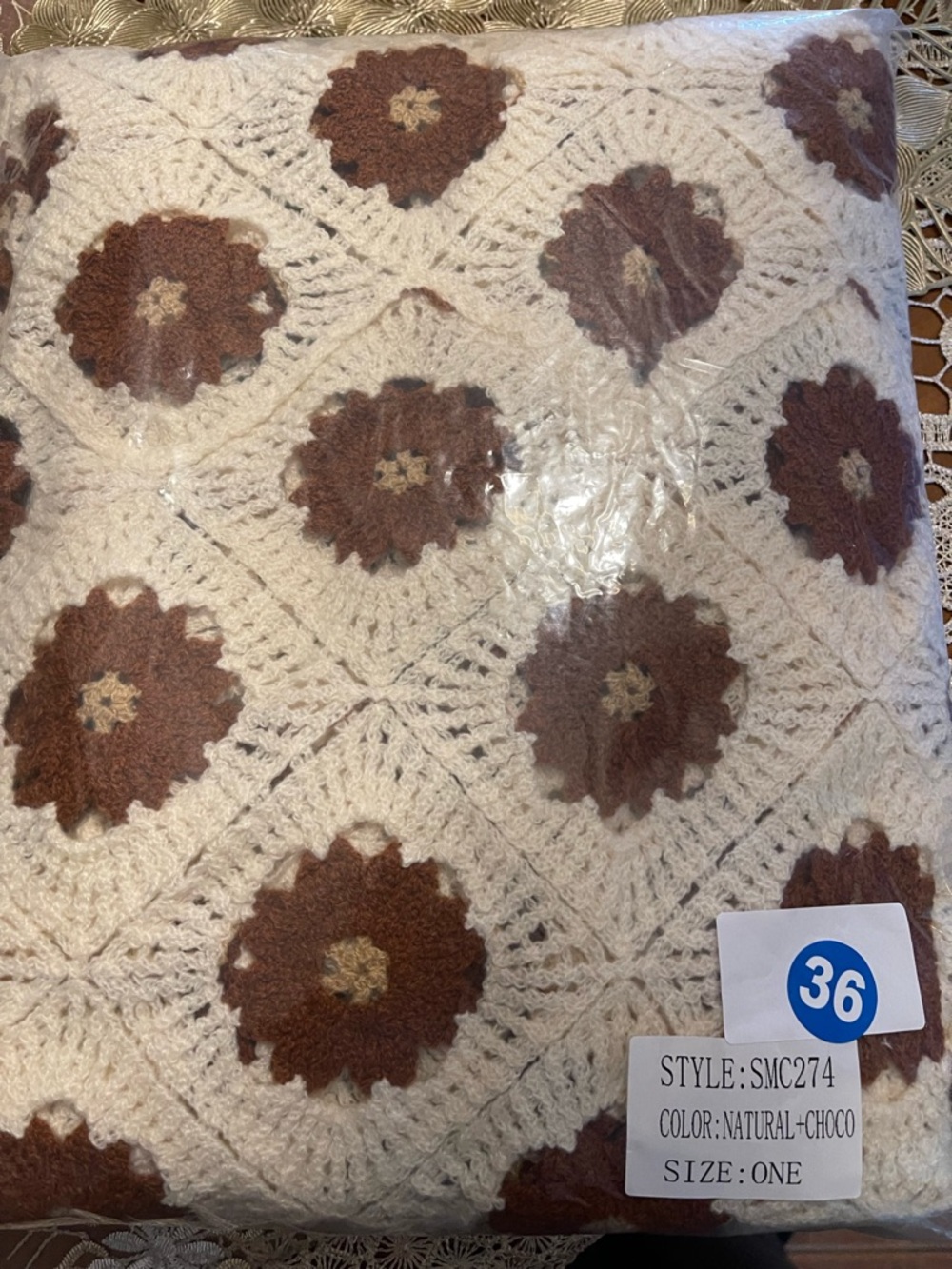 POL Cream Crochet Floral Duster with Rust Flowers - Picture 3 of 3